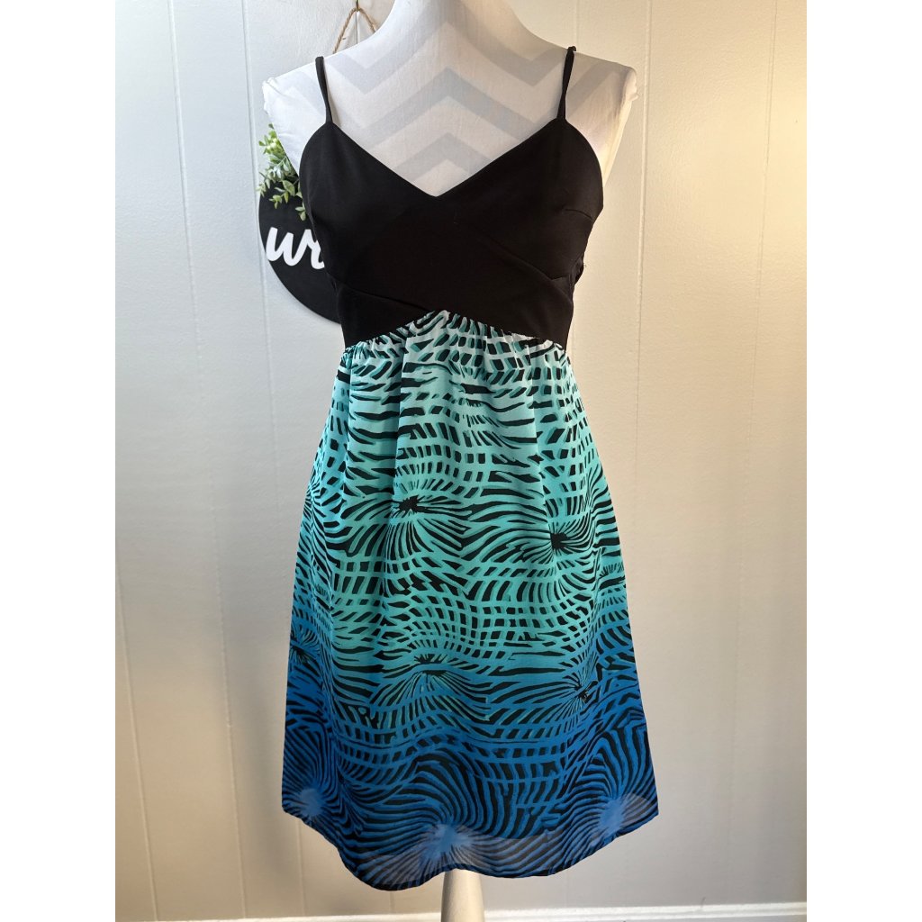 Nicole By Nicole Miller Womens Sleeveless Black & Blue Ombre Dress Size 4